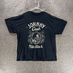Johnny Cash Shirt Adult 2XL XXL Black The Man In‎ Black Crew Cotton Casual Mens